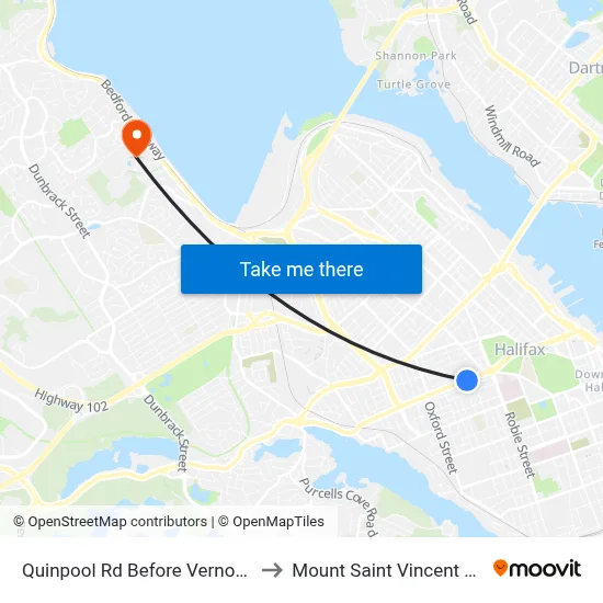 Quinpool Rd Before Vernon St (8149) to Mount Saint Vincent University map