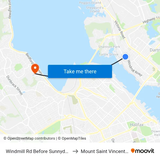 Windmill Rd Before Sunnydale Ave (8529) to Mount Saint Vincent University map