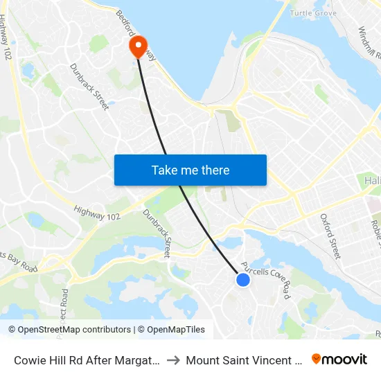 Cowie Hill Rd After Margate Dr (6516) to Mount Saint Vincent University map