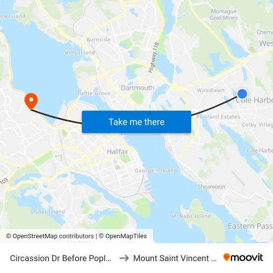 Circassion Dr Before Poplar Dr (6421) to Mount Saint Vincent University map