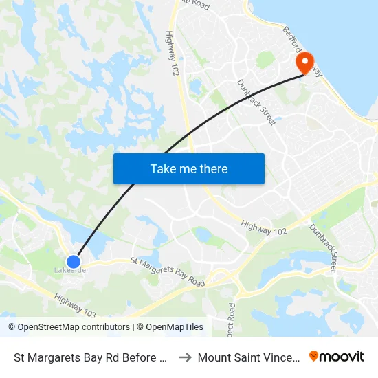 St Margarets Bay Rd Before Power Terr (6165) to Mount Saint Vincent University map