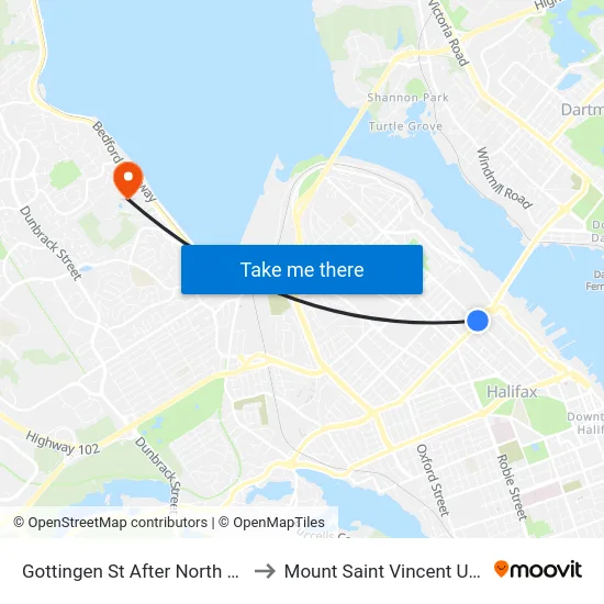 Gottingen St After North St (6769) to Mount Saint Vincent University map