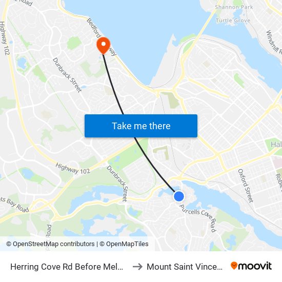 Herring Cove Rd Before Melwood Ave (6901) to Mount Saint Vincent University map