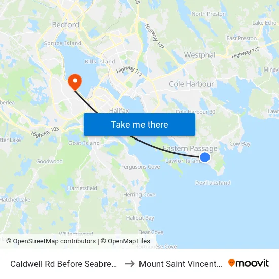 Caldwell Rd Before Seabreeze Dr (6340) to Mount Saint Vincent University map