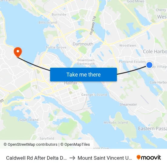 Caldwell Rd After Delta Dr (6349) to Mount Saint Vincent University map