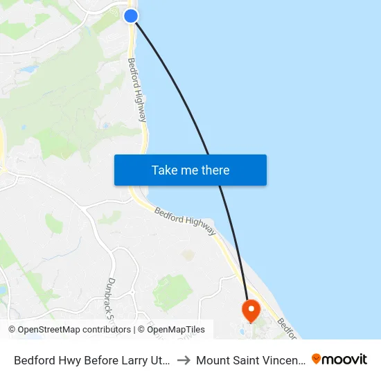 Bedford Hwy Before Larry Uteck Blvd (6239) to Mount Saint Vincent University map