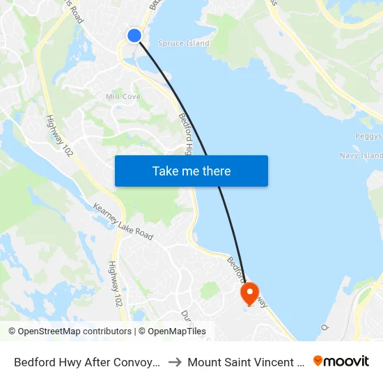 Bedford Hwy After Convoy Run (6235) to Mount Saint Vincent University map
