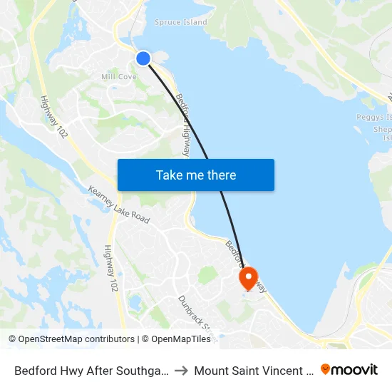 Bedford Hwy After Southgate Dr (6230) to Mount Saint Vincent University map