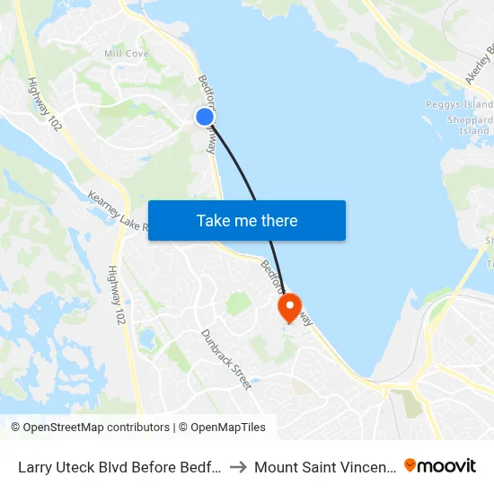 Larry Uteck Blvd Before Bedford Hwy (8869) to Mount Saint Vincent University map