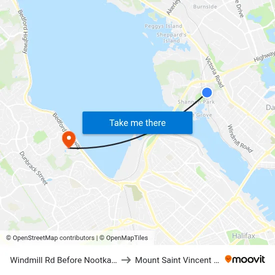 Windmill Rd Before Nootka Ave (8512) to Mount Saint Vincent University map