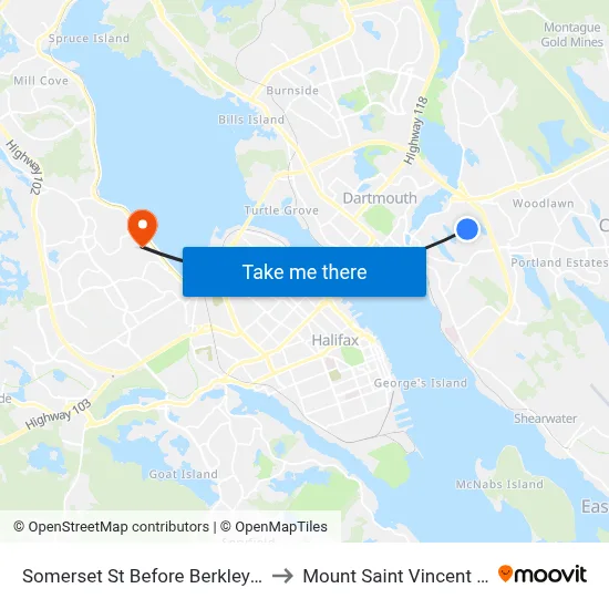 Somerset St Before Berkley Brae (8289) to Mount Saint Vincent University map