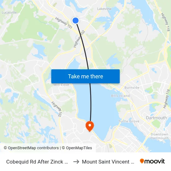 Cobequid Rd After Zinck Ave (6436) to Mount Saint Vincent University map