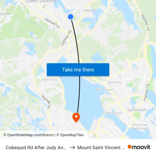 Cobequid Rd After Judy Anne Ct (6439) to Mount Saint Vincent University map