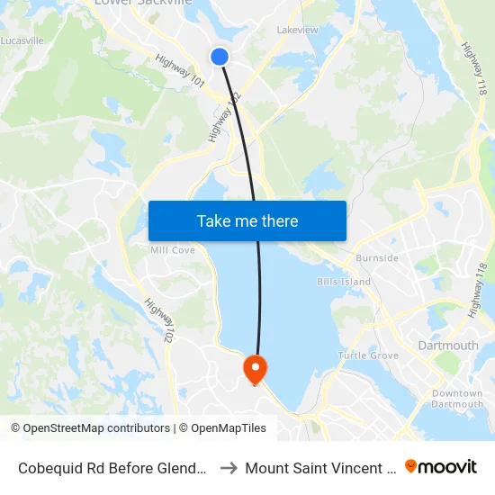 Cobequid Rd Before Glendale Dr (6438) to Mount Saint Vincent University map