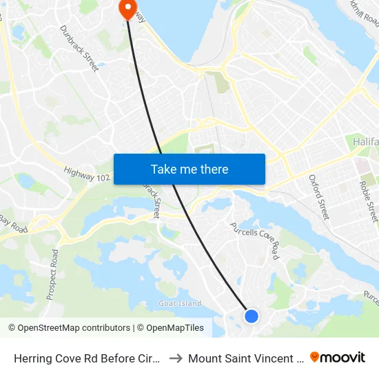 Herring Cove Rd Before Circle Dr (6890) to Mount Saint Vincent University map