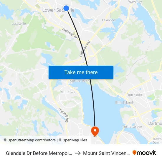 Glendale Dr Before Metropolitan Ave (6753) to Mount Saint Vincent University map