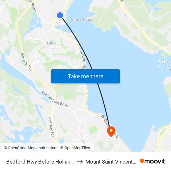 Bedford Hwy Before Holland Ave (6240) to Mount Saint Vincent University map