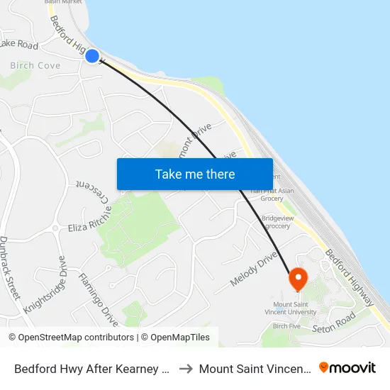 Bedford Hwy After Kearney Lake Rd (6246) to Mount Saint Vincent University map
