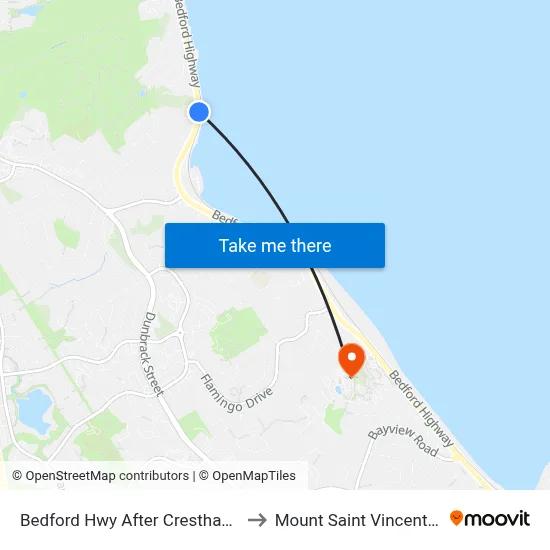 Bedford Hwy After Cresthaven Dr (6247) to Mount Saint Vincent University map