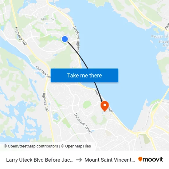 Larry Uteck Blvd Before Jacob Ln (8873) to Mount Saint Vincent University map