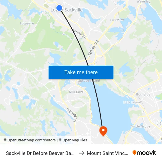 Sackville Dr Before Beaver Bank Connector (7315) to Mount Saint Vincent University map