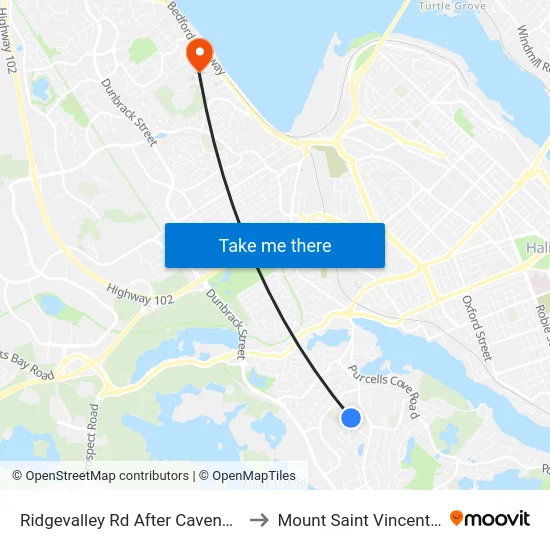 Ridgevalley Rd After Cavendish Rd (8166) to Mount Saint Vincent University map