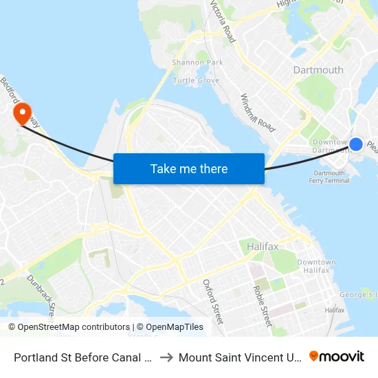 Portland St Before Canal St (8057) to Mount Saint Vincent University map