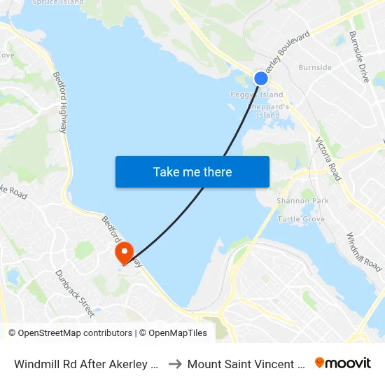 Windmill Rd After Akerley Blvd (8508) to Mount Saint Vincent University map