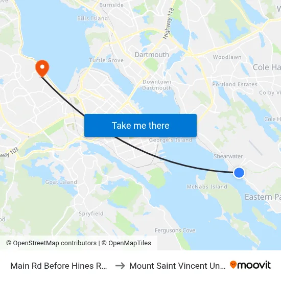 Main Rd Before Hines Rd (7490) to Mount Saint Vincent University map