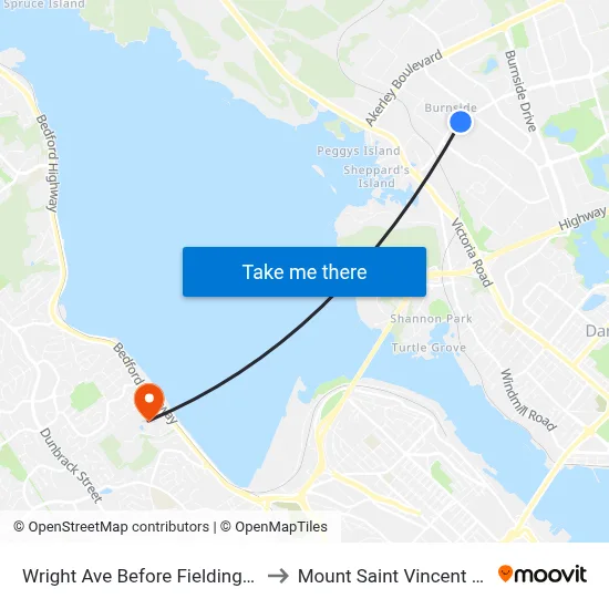 Wright Ave Before Fielding Ave (8610) to Mount Saint Vincent University map