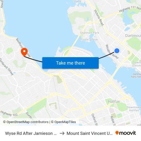 Wyse Rd After Jamieson St (8618) to Mount Saint Vincent University map