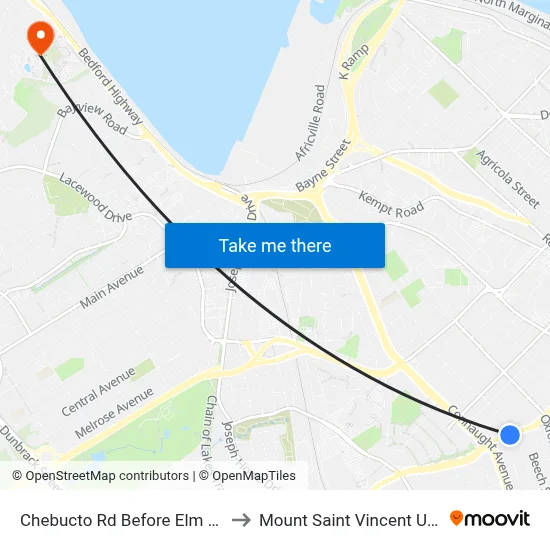 Chebucto Rd Before Elm St (6406) to Mount Saint Vincent University map