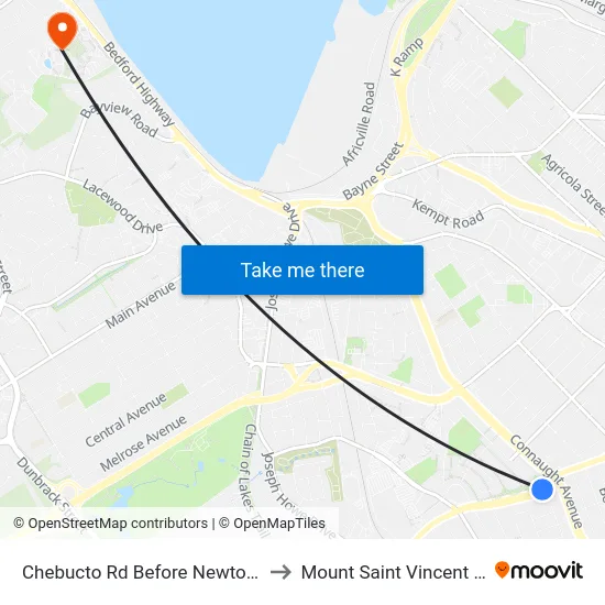 Chebucto Rd Before Newton Ave (6407) to Mount Saint Vincent University map