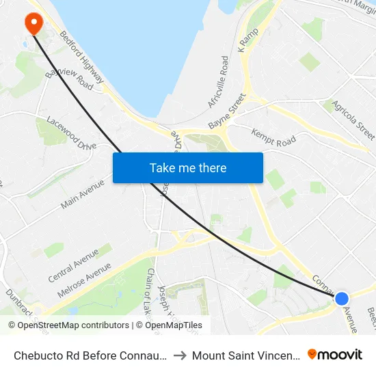 Chebucto Rd Before Connaught Ave (6404) to Mount Saint Vincent University map