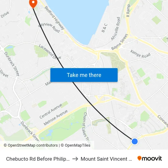 Chebucto Rd Before Philip St (6408) to Mount Saint Vincent University map