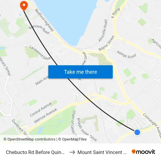 Chebucto Rd Before Quinn St (6409) to Mount Saint Vincent University map