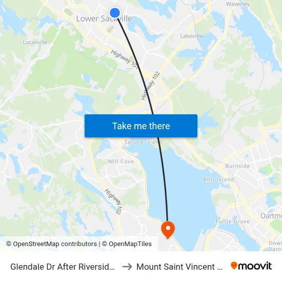 Glendale Dr After Riverside Dr (6746) to Mount Saint Vincent University map