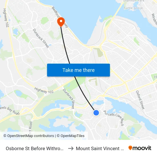 Osborne St Before Withrod Dr (7188) to Mount Saint Vincent University map