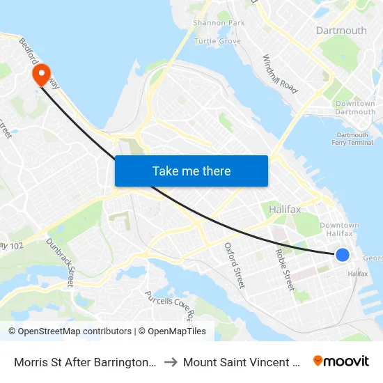 Morris St After Barrington St (8885) to Mount Saint Vincent University map