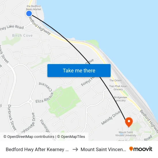 Bedford Hwy After Kearney Lake Rd (6256) to Mount Saint Vincent University map