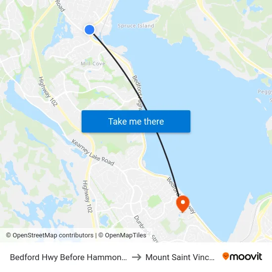 Bedford Hwy Before Hammonds Plains Rd (6255) to Mount Saint Vincent University map