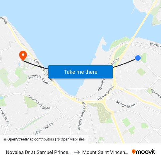 Novalea Dr at Samuel Prince Manor (7368) to Mount Saint Vincent University map