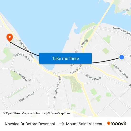 Novalea Dr Before Devonshire Ave (7369) to Mount Saint Vincent University map