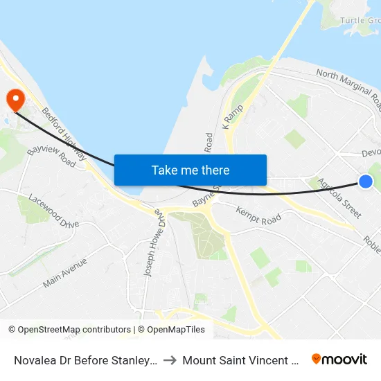 Novalea Dr Before Stanley Pl (7365) to Mount Saint Vincent University map