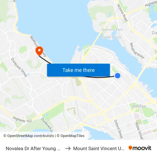 Novalea Dr After Young St (7366) to Mount Saint Vincent University map