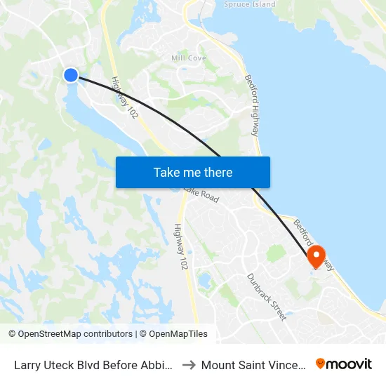 Larry Uteck Blvd Before Abbington Ave (7022) to Mount Saint Vincent University map