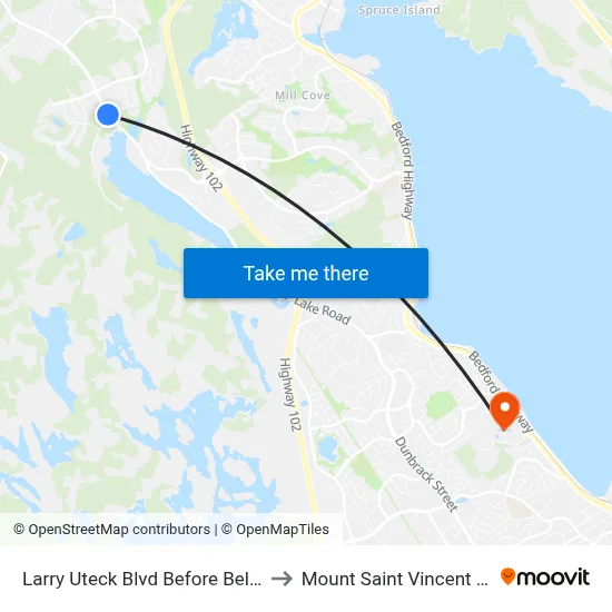 Larry Uteck Blvd Before Belle St (7027) to Mount Saint Vincent University map