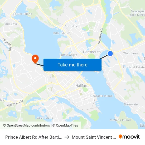 Prince Albert Rd After Bartlin Rd (8066) to Mount Saint Vincent University map