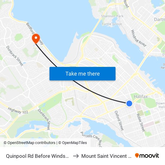 Quinpool Rd Before Windsor St (8261) to Mount Saint Vincent University map