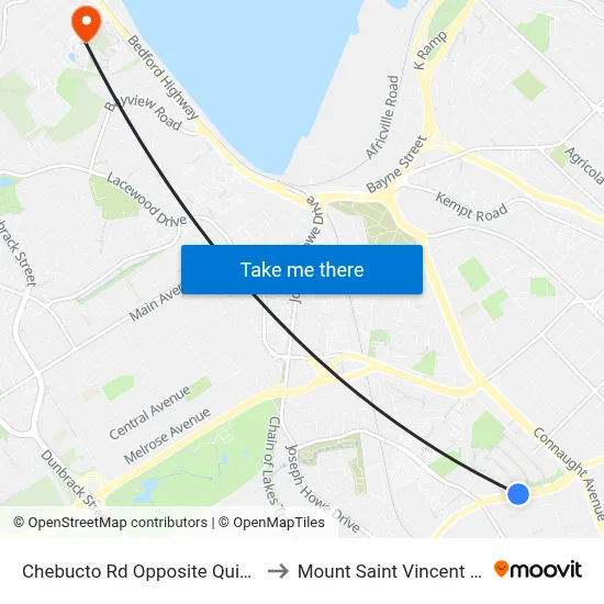 Chebucto Rd Opposite Quinn St (6414) to Mount Saint Vincent University map